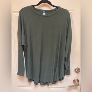Old Navy Luxe Ribbed Long Sleeve Top Green XL